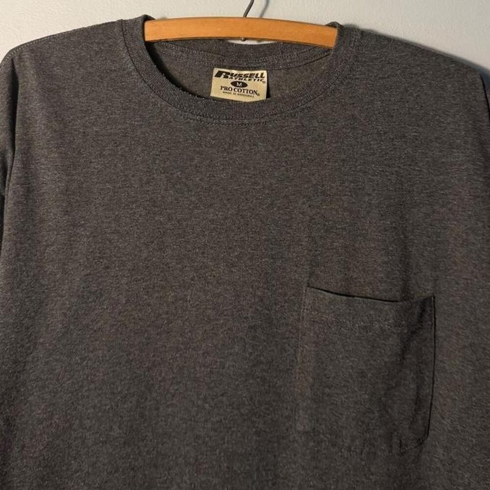 Vintage Russell Athletic charcoal gray pocket tee